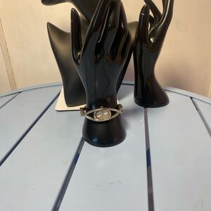 Vivani Quartz Gold Tone Cuff Bracelet Watch Oval Dial Ladies